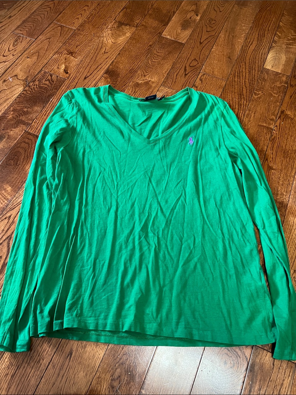 Polo by Ralph Lauren Bright Green V-Neck Long Sleeve Shirt